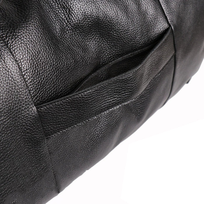 Unisex Women's and Men's genuine cowhide leather duffel travel bag cylinder design