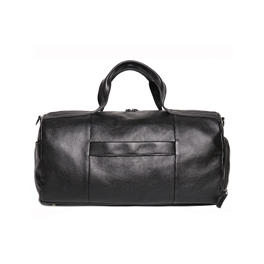 Unisex Women's and Men's genuine cowhide leather duffel travel bag cylinder design