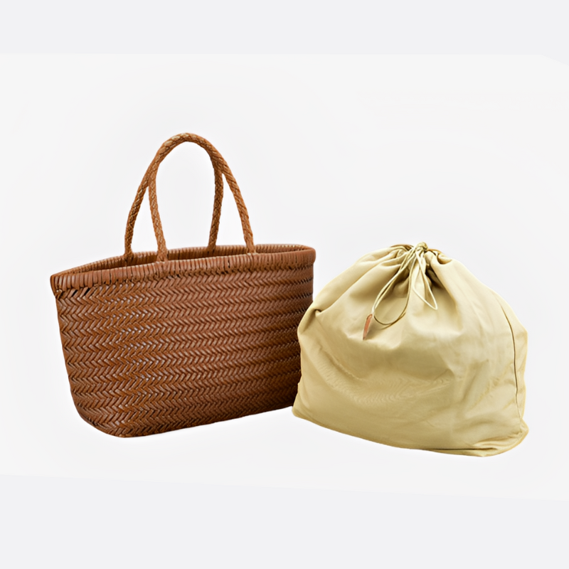 Women's handwoven genuine cowhide leather handbag Top Handle shopping tote