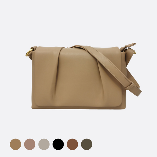 Women's genuine cowhide leather messenger satchel bag handbag Boite fold design