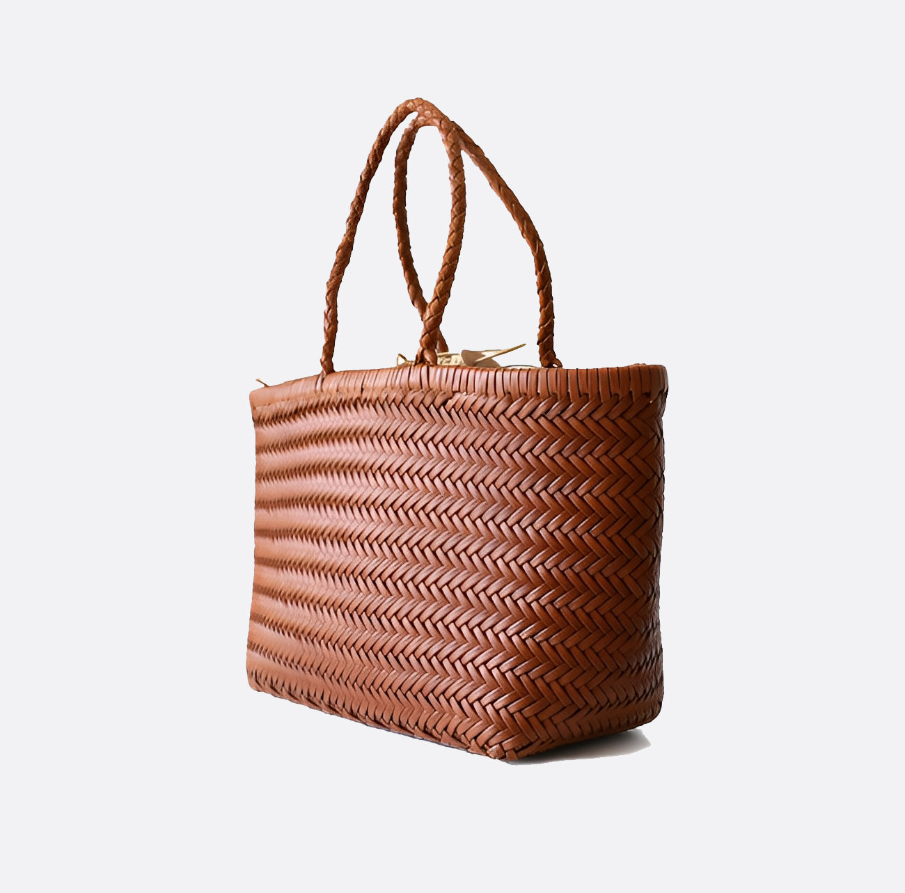Women's handwoven genuine cowhide leather handbag Top Handle shopping tote
