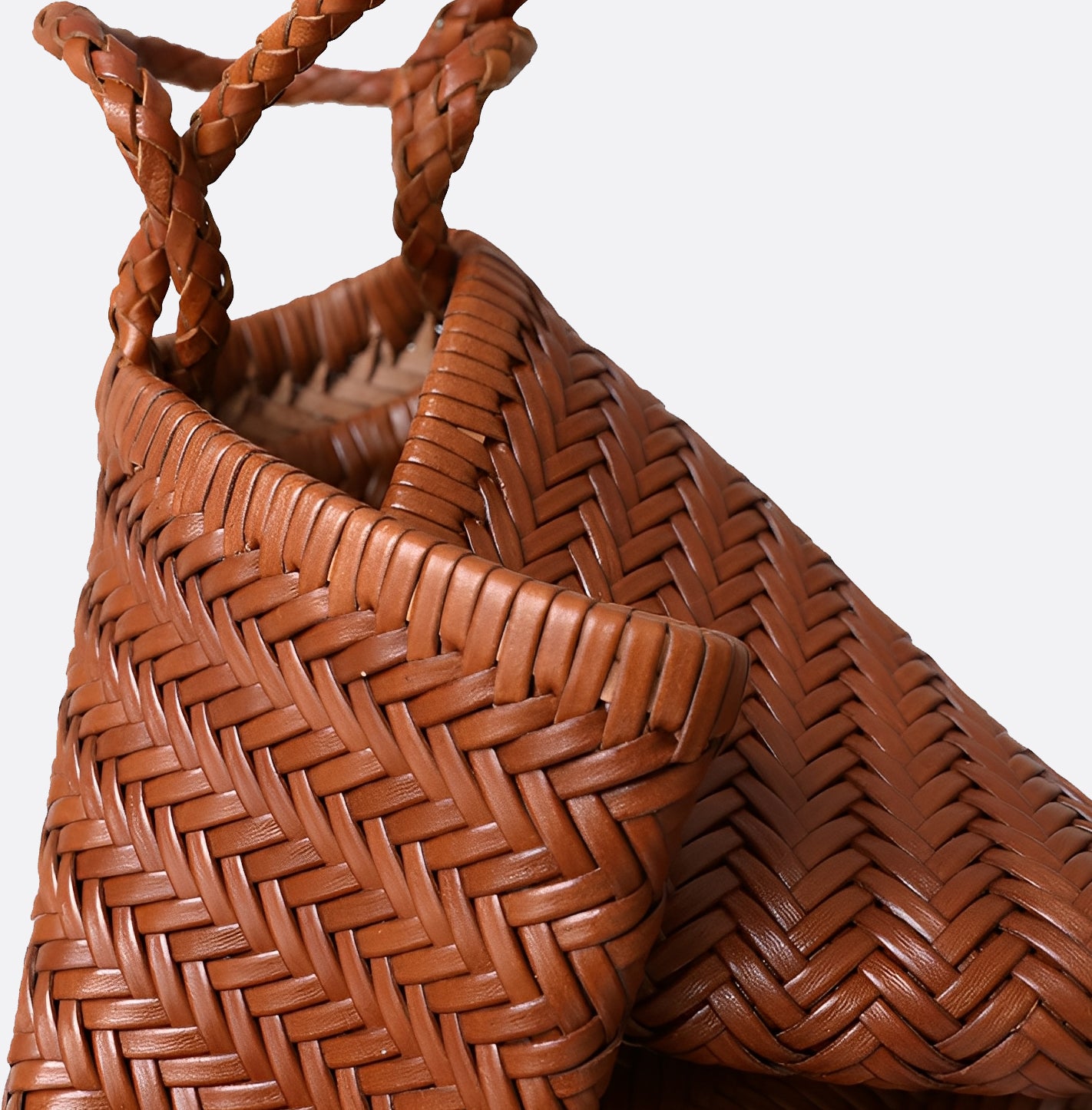 Women's handwoven genuine cowhide leather handbag Top Handle shopping tote