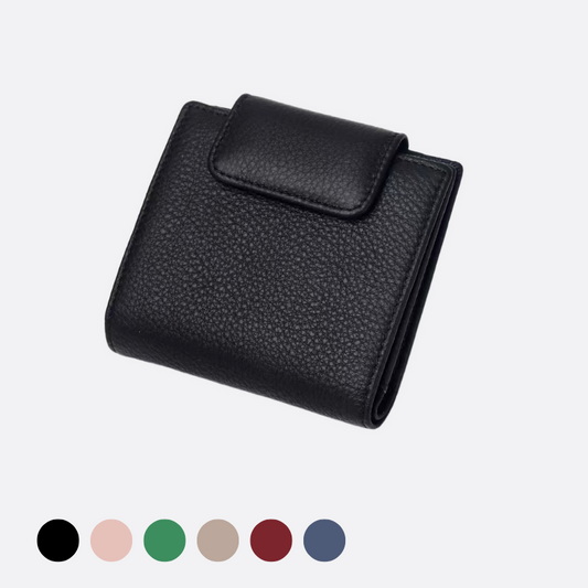 Women's genuine cowhide leather clasp short wallet