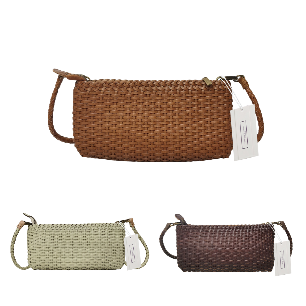 Women's genuine handwoven cowhide leather handbag Vivien design