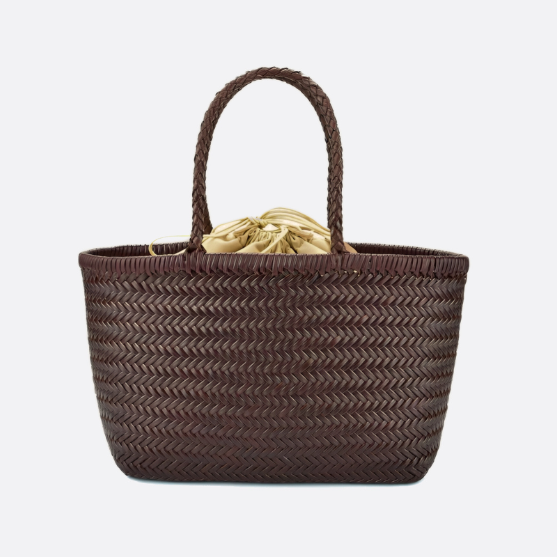 Women's handwoven genuine cowhide leather handbag Top Handle shopping tote