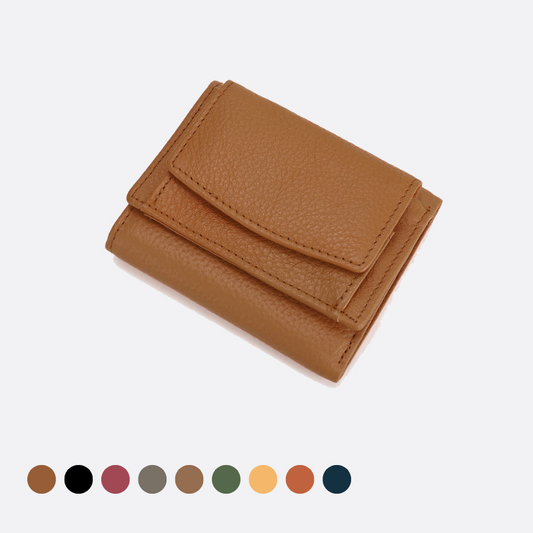 Women's genuine cowhide leather short wallet/purse with coin pouch Derie design