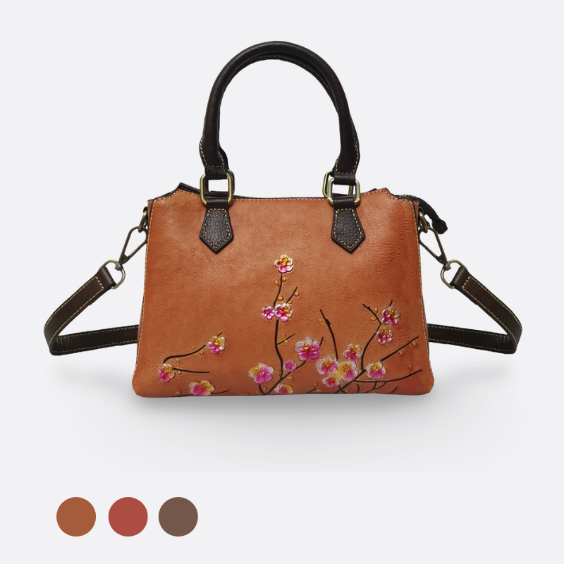 Women's embossed genuine cowhide leather handbag Kunis design