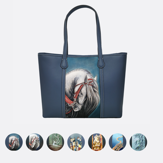 Women's genuine cowhide leather engraved tote bag Depaule design handbag