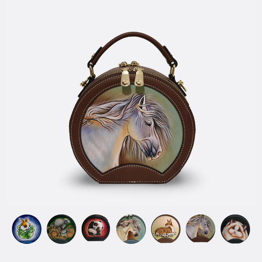 Women's genuine cowhide leather engraved handbag Klos design