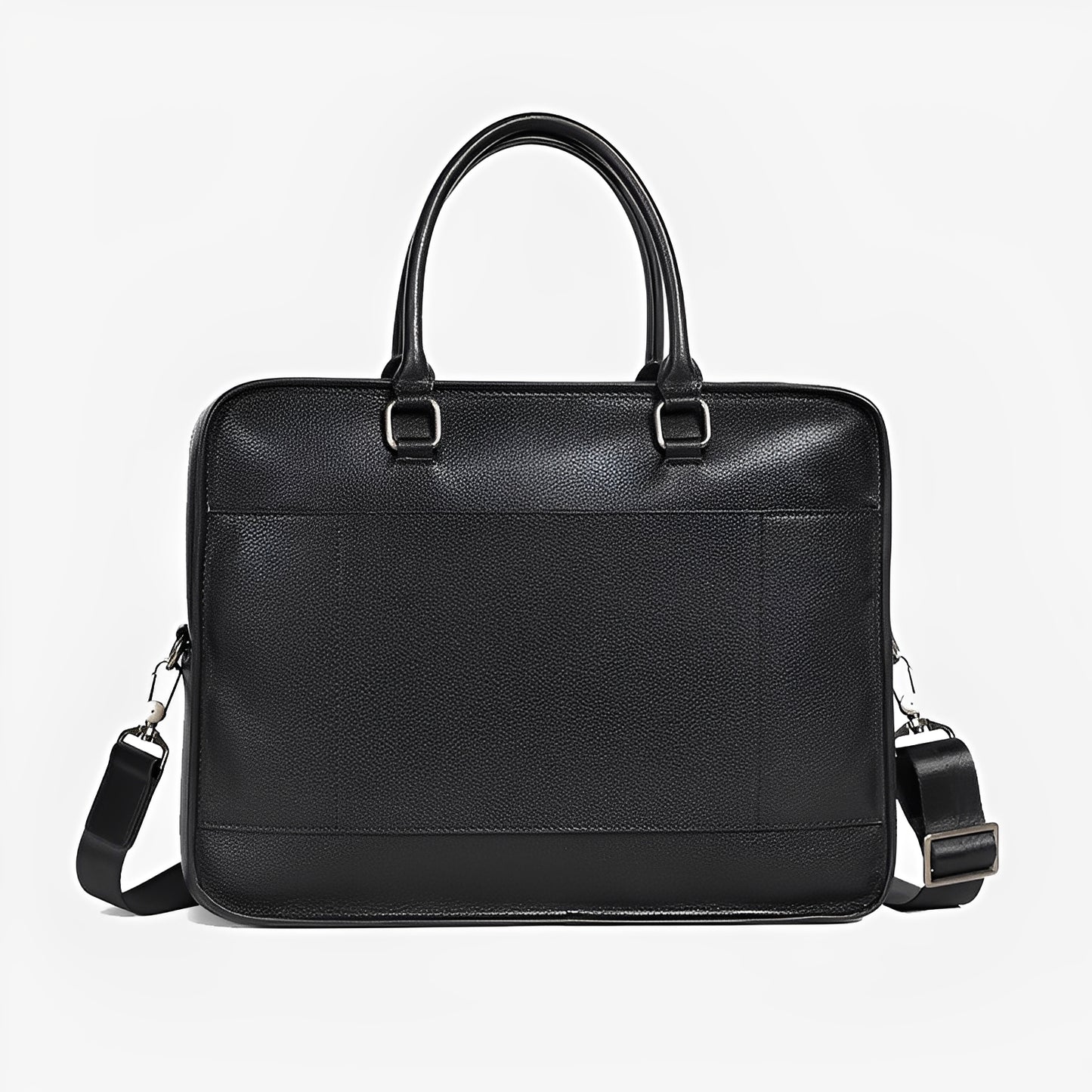 Unisex genuine cowhide leather travel briefcase zip design