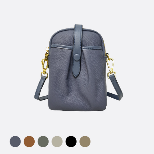 Women's genuine cowhide leather handphone bag Mirren button design