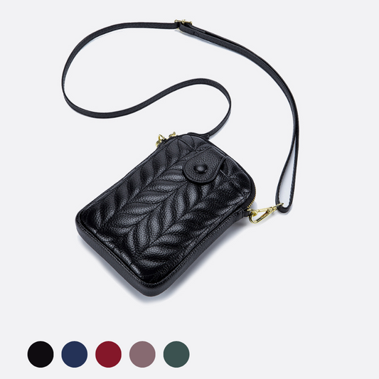 Women's genuine cowhide leather handphone bag Mirren Chevron design