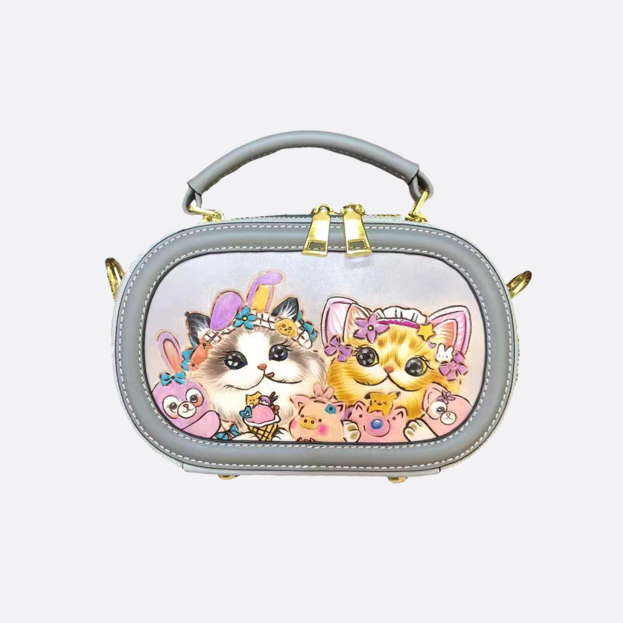 Women's genuine cowhide leather engraved handbag Demi design