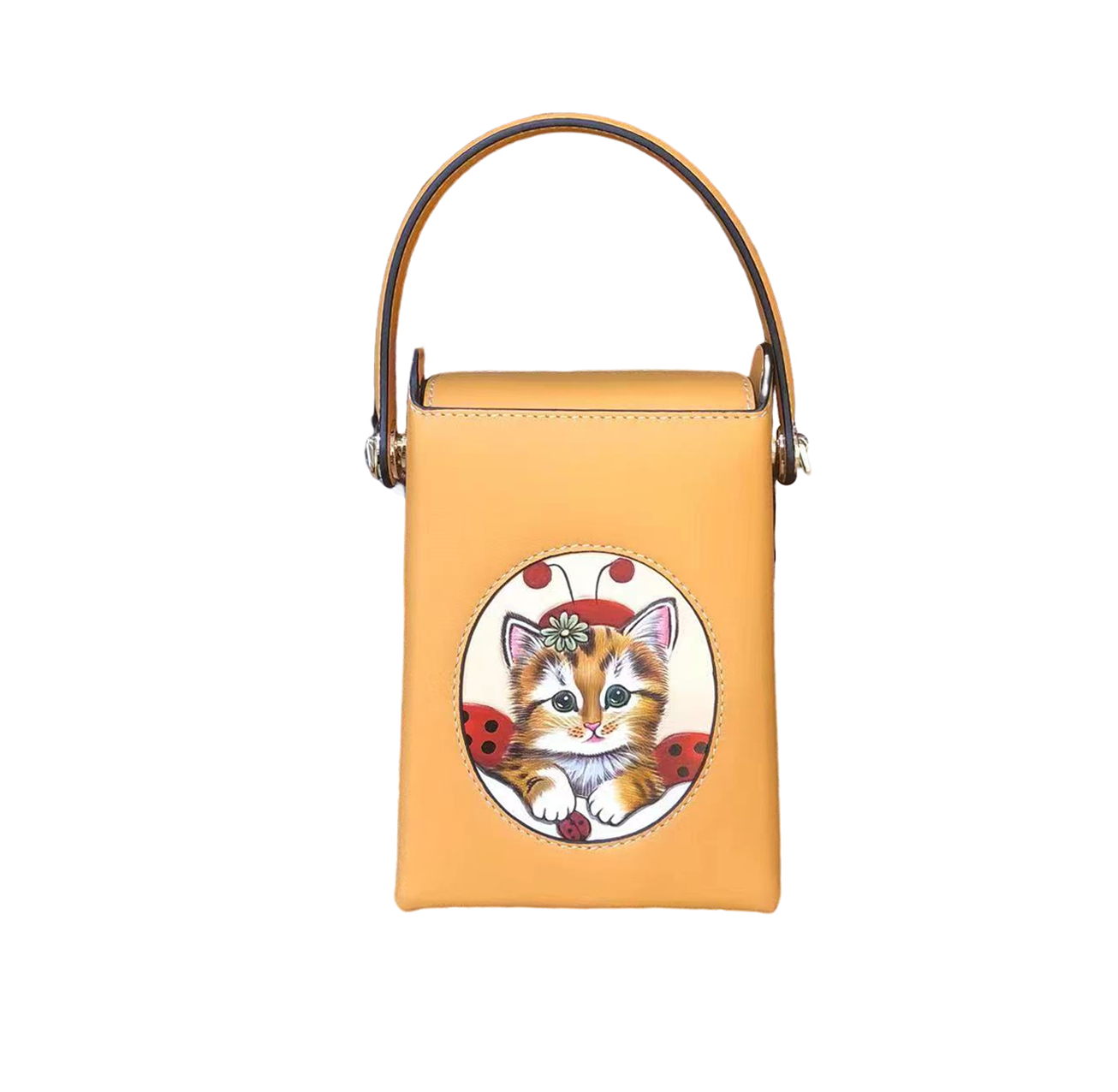 Women's genuine cowhide leather engraved handbag Schon design