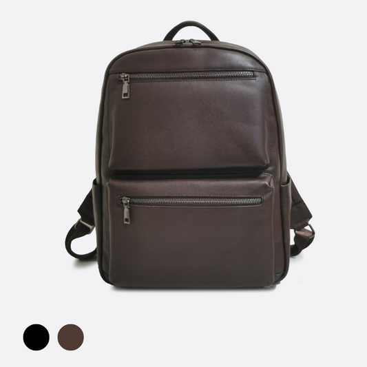 Unisex cowhide leather Multi zip V2 design backpack