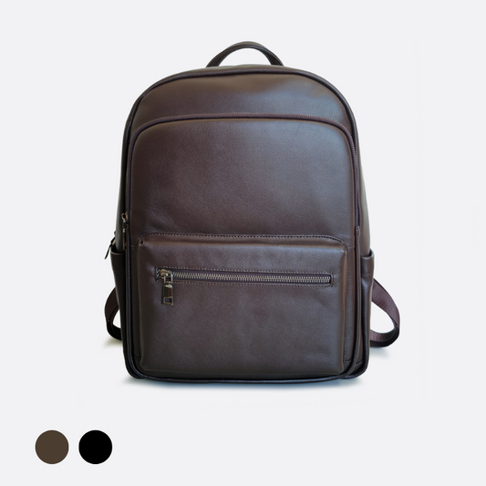 Unisex cowhide leather Multi zip V3 design backpack