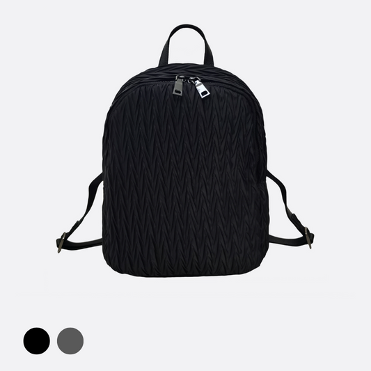 Women's nylon mix genuine cowhide leather backpack