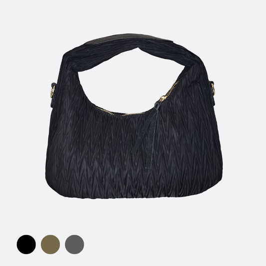 Women's nylon mix genuine cowhide leather Hobo handbag Dilla mini design