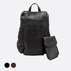 Unisex cowhide leather backpack Snap design with strap pouch
