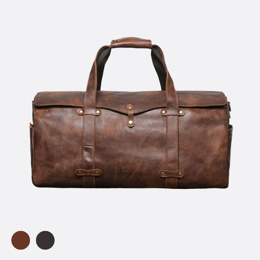 Unisex Women's and Men's genuine cowhide vintage leather duffel travel bag