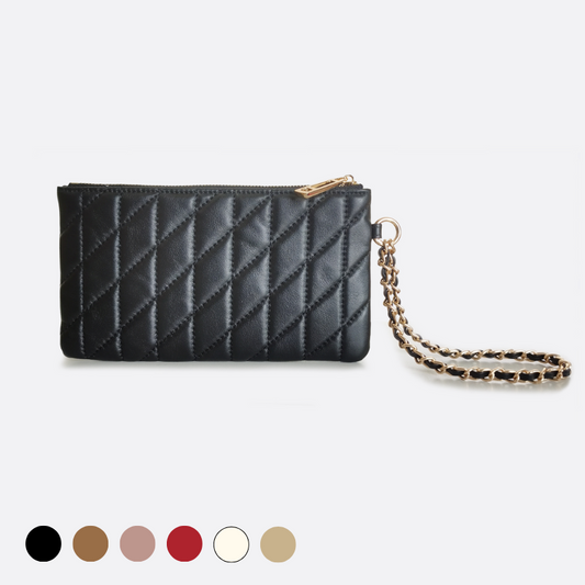 Women's quilted lambskin leather clutch Vyar design