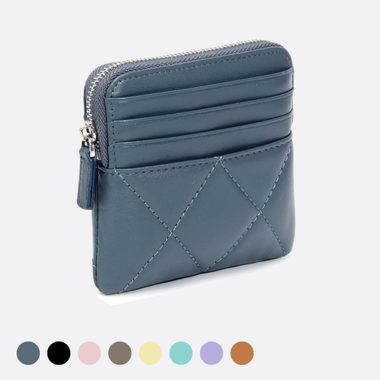 Women's quilted lambskin leather card holder pouch Vyar design