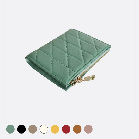 Women's quilted lambskin leather short wallet/purse Vyar design