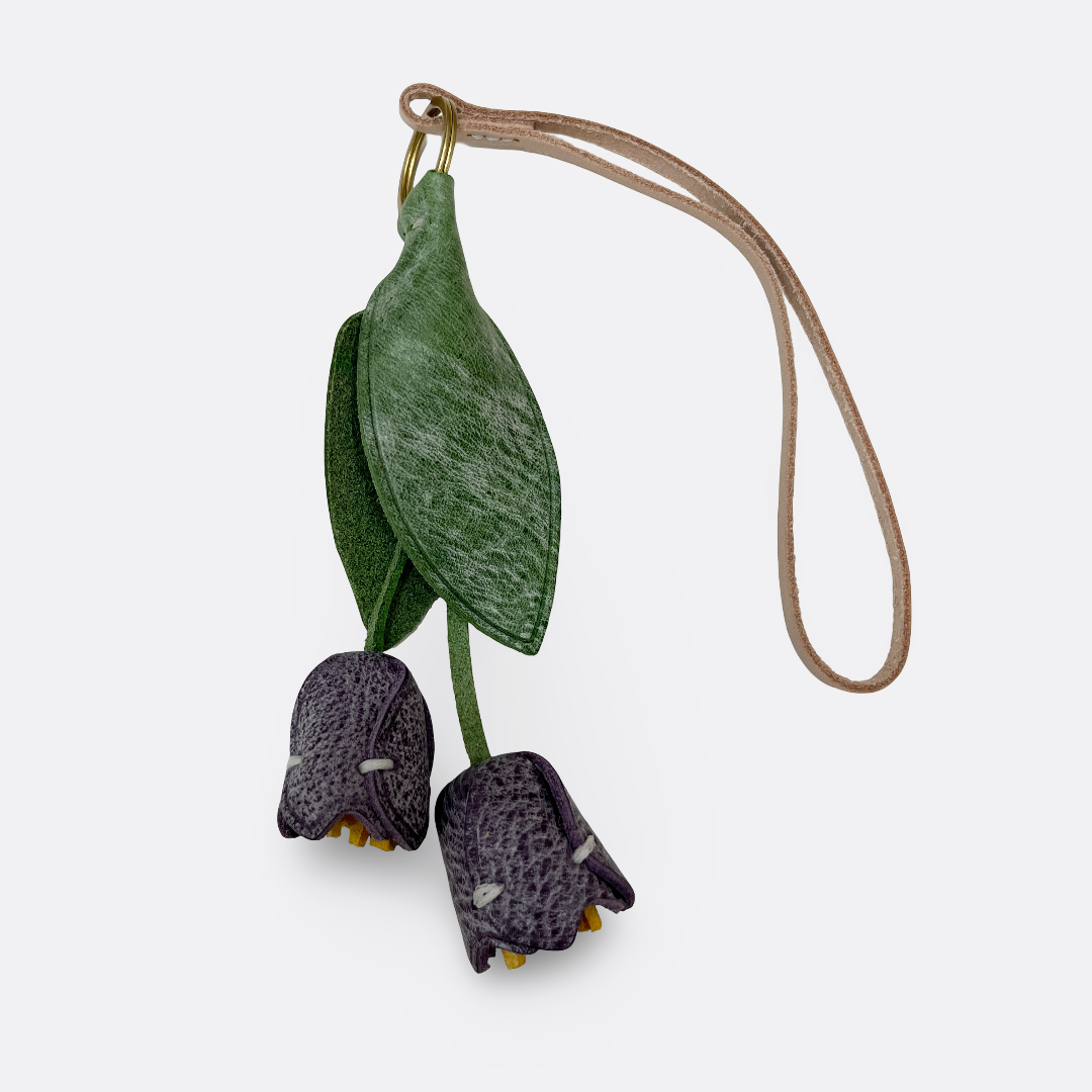 Women's genuine cowhide leather flower bag charm V3