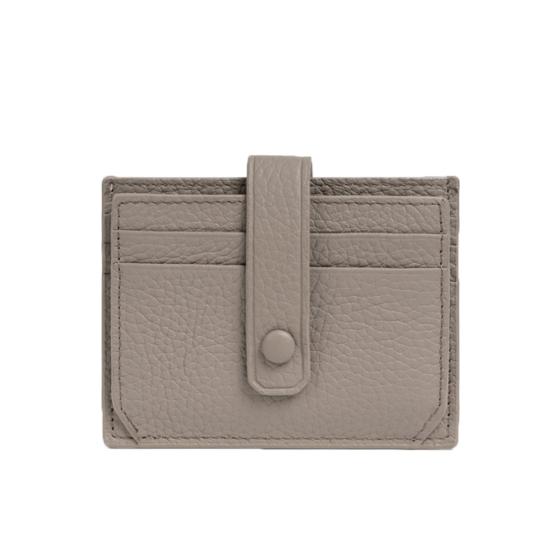 Unisex cowhide leather card holder with buckle