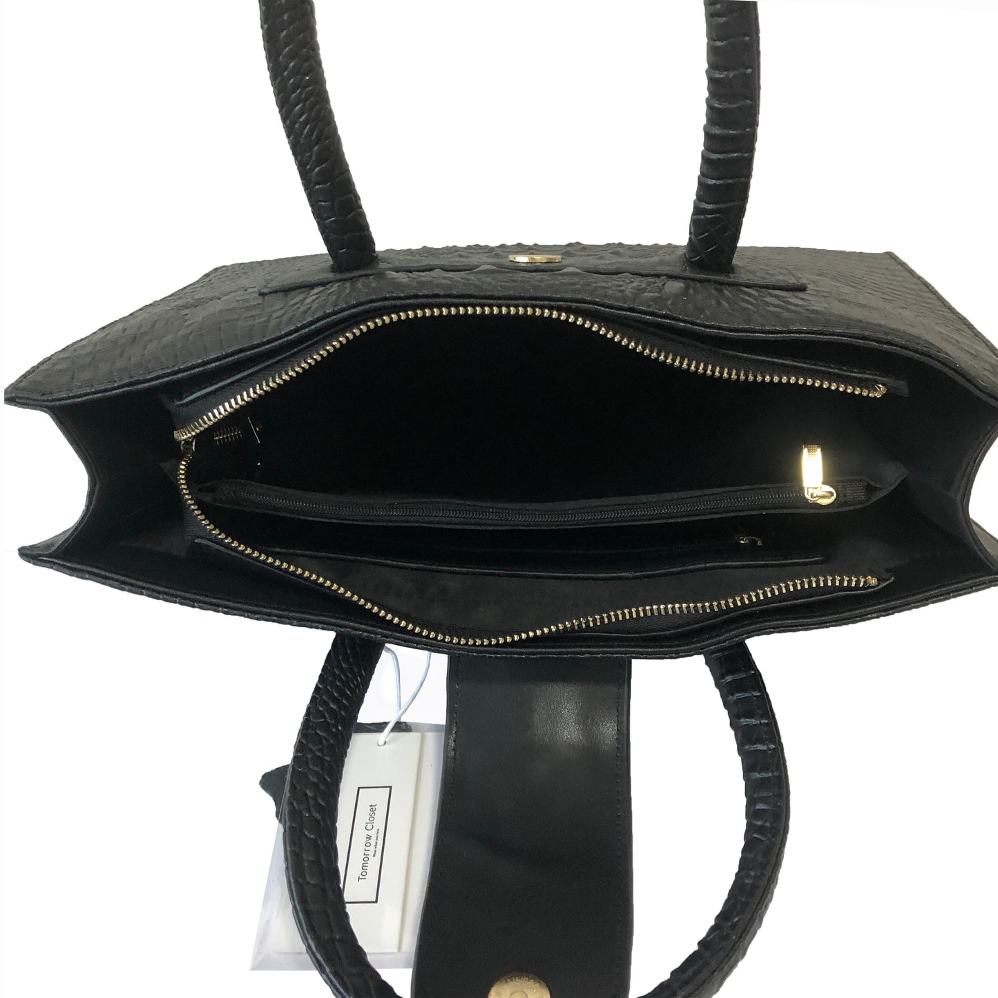 Women's genuine cowhide leather handbag Potter V2 design in crocodile print by Tomorrow Closet