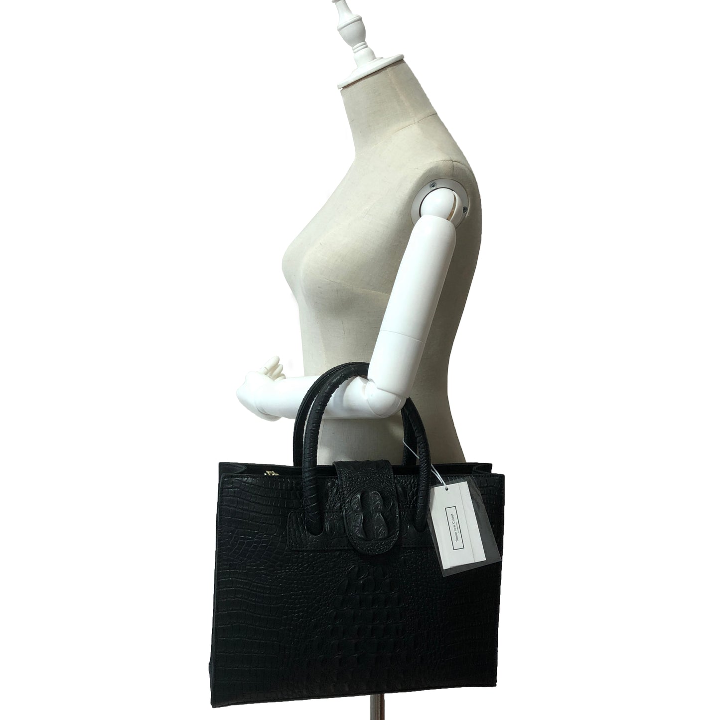 Women's genuine cowhide leather handbag Potter V2 design in crocodile print by Tomorrow Closet