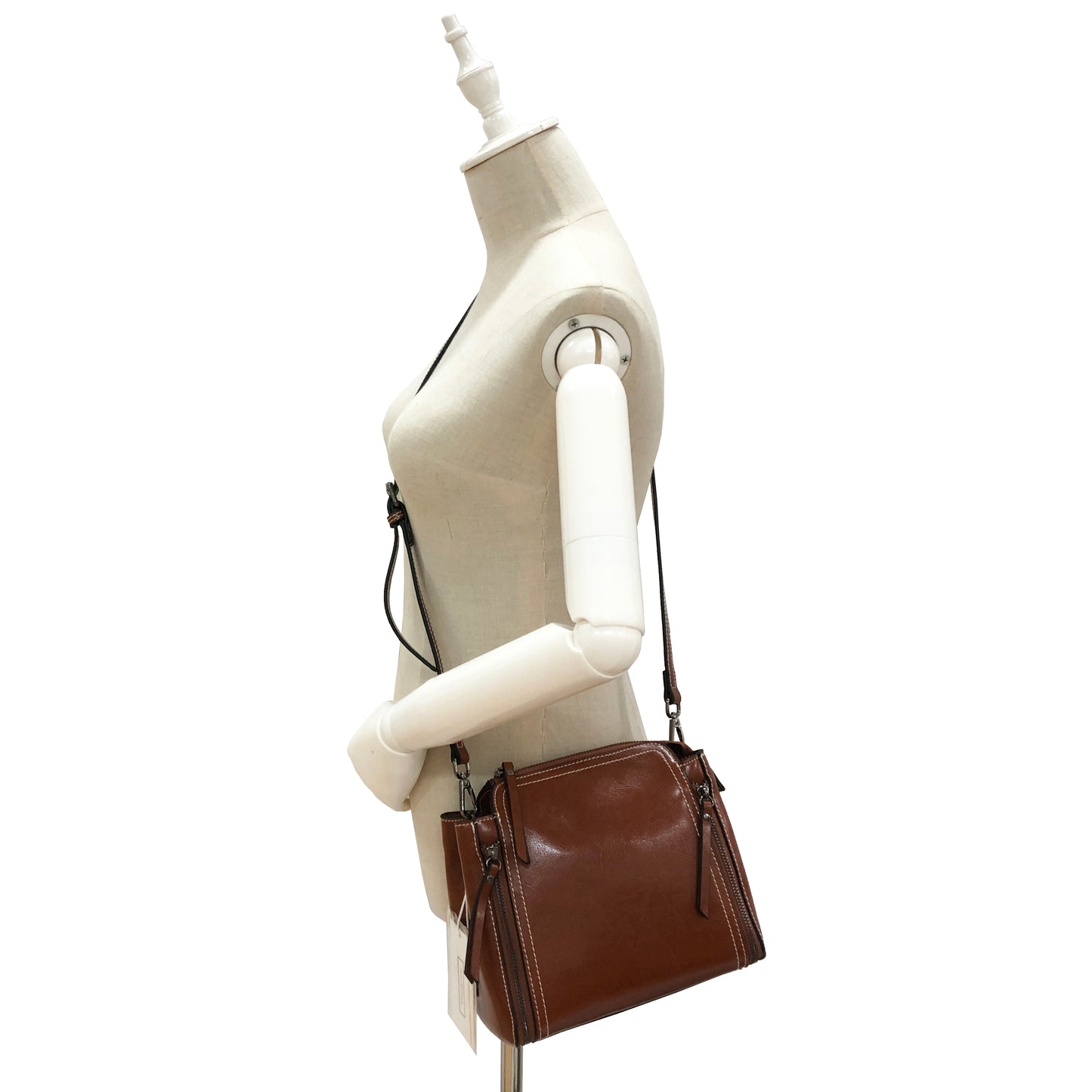 Women's genuine waxed cowhide leather handbag Boling design by Tomorrow Closet