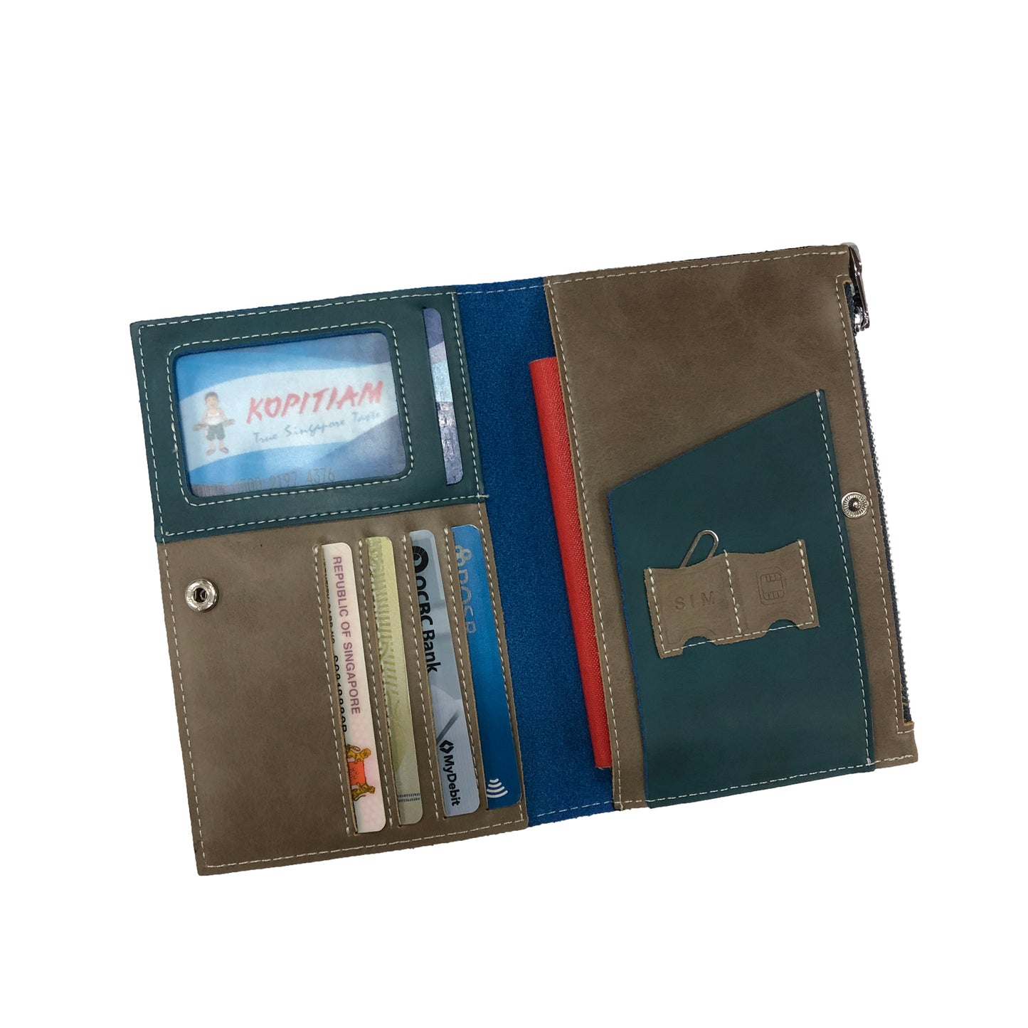 Unisex leather passport/card holder/wallet travel pouch
