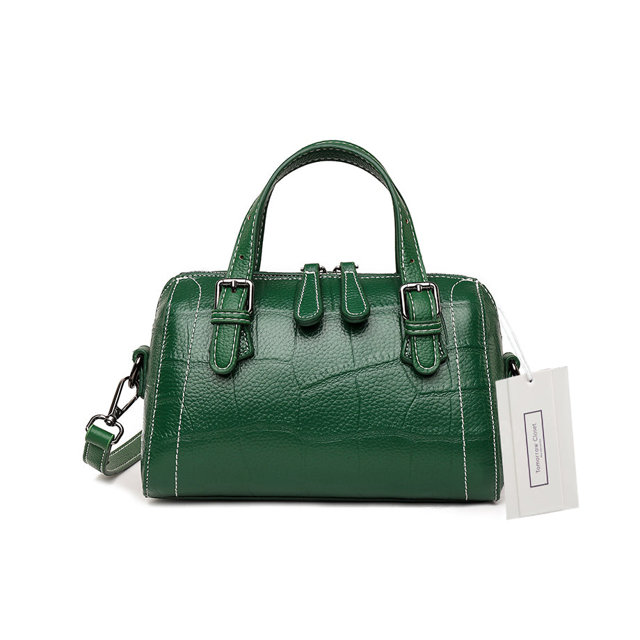Women's genuine cowhide leather handbag Belle mini design in croc print