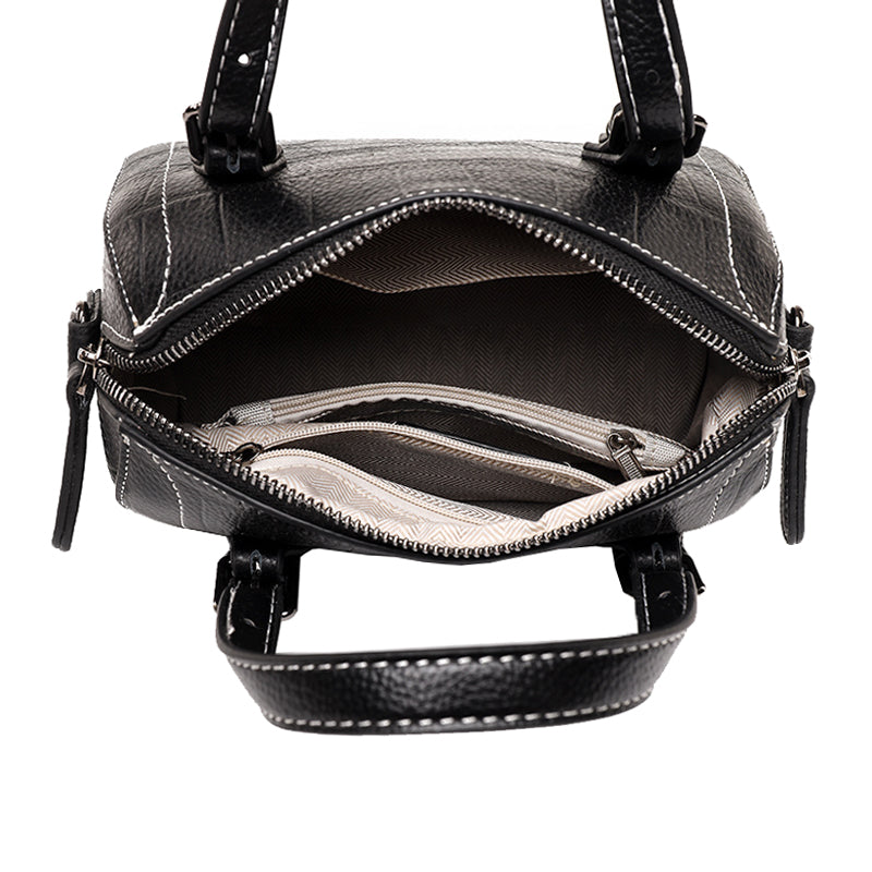 Women's genuine cowhide leather handbag Belle mini design in croc print