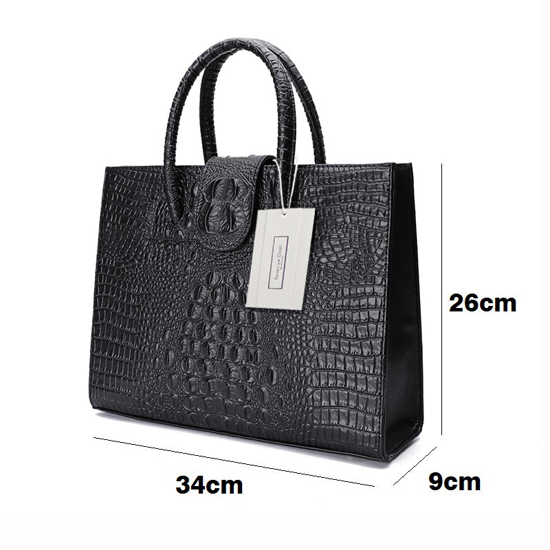 Women's genuine cowhide leather handbag Potter V2 design in crocodile print by Tomorrow Closet