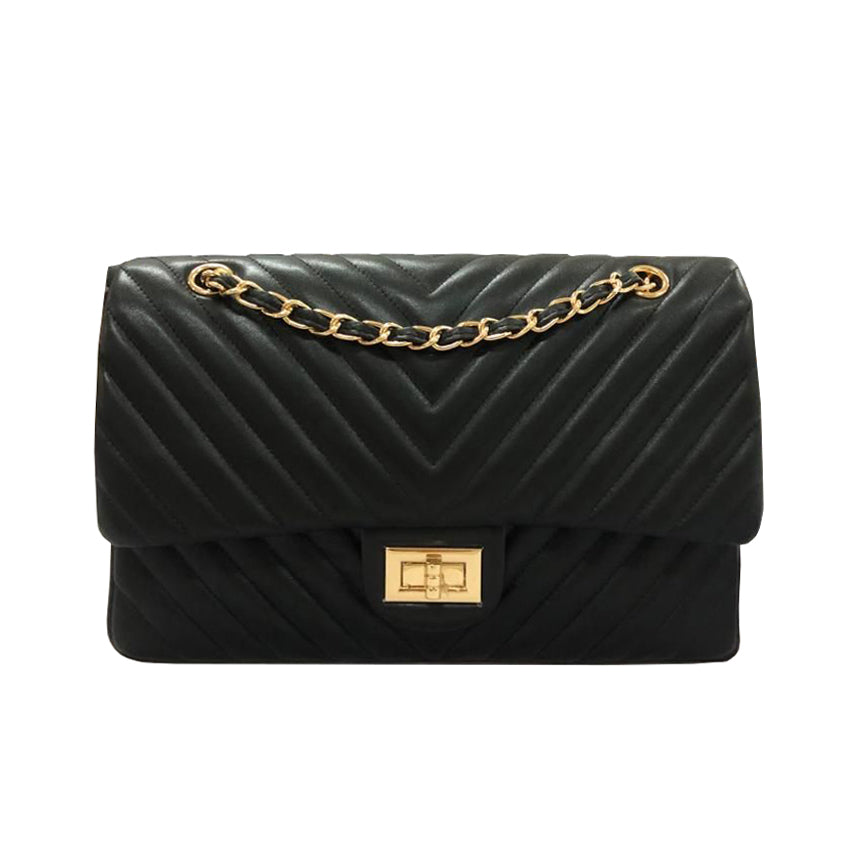 Women's lambskin leather crossbody handbag Vyar chevron design by Tomorrow Closet