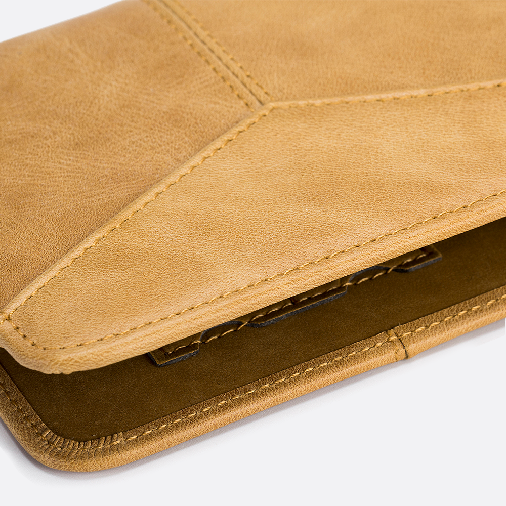 Women's and Men's unisex cowhide leather vertical flap wallet with SIM card slot