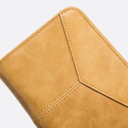 Women's and Men's unisex cowhide leather vertical flap wallet with SIM card slot