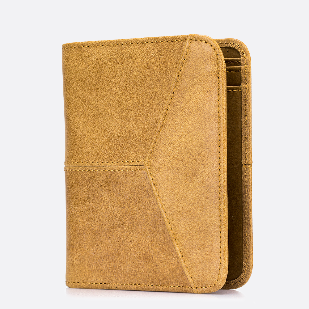 Women's and Men's unisex cowhide leather vertical flap wallet with SIM card slot