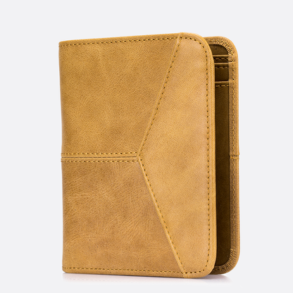 Women's and Men's unisex cowhide leather vertical flap wallet with SIM card slot