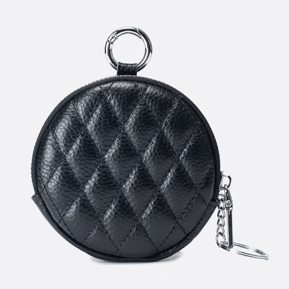 Women's genuine cowhide leather circular pouch