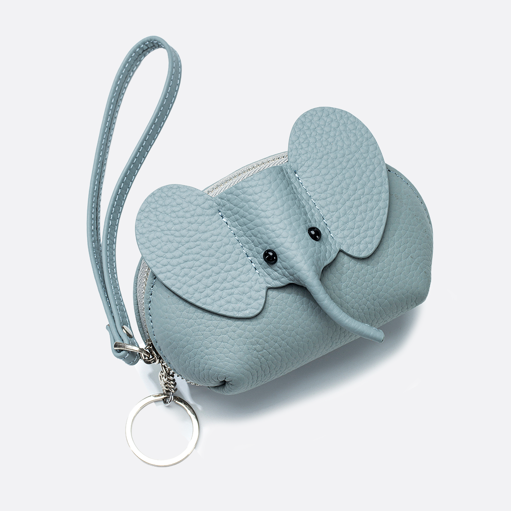 Women's and children's genuine cowhide leather elephant pouch bag charm