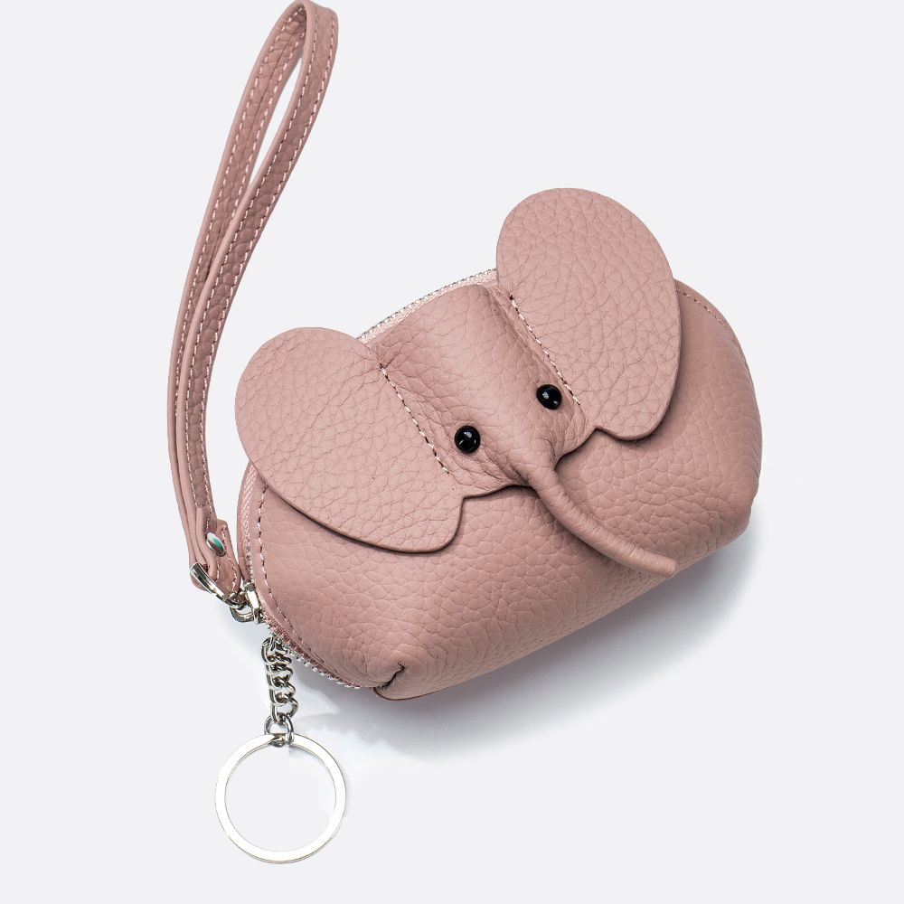 Women's and children's genuine cowhide leather elephant pouch bag charm