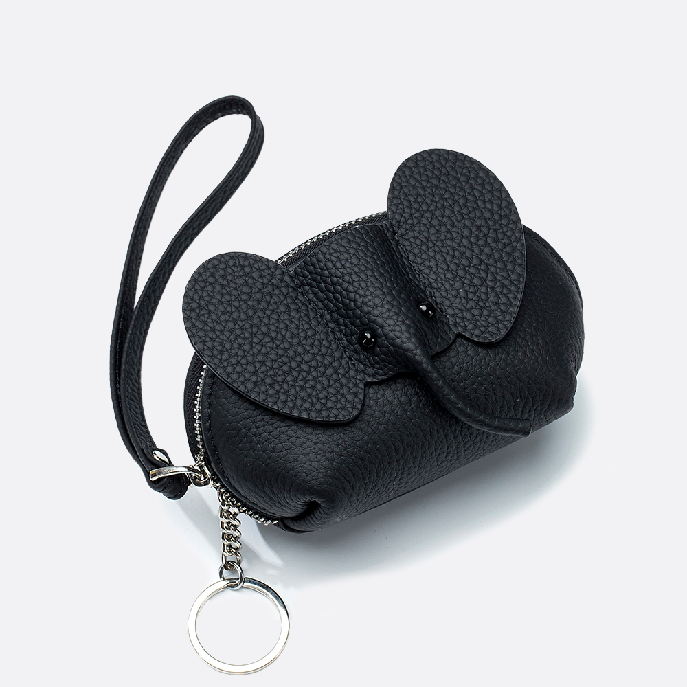 Women's and children's genuine cowhide leather elephant pouch bag charm