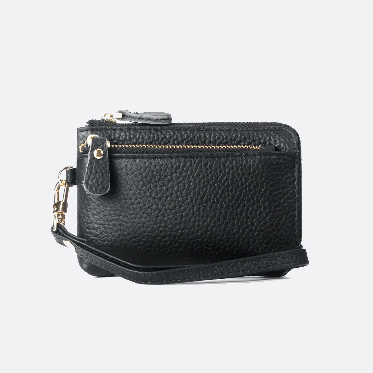 Women's genuine cowhide leather card holder/ short pouch Triple zip design