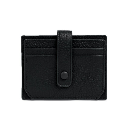 Unisex cowhide leather card holder with buckle