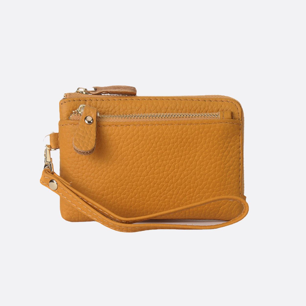 Women's genuine cowhide leather card holder/ short pouch Triple zip design