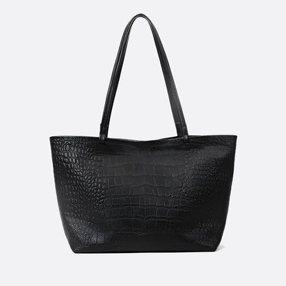 Women's genuine cowhide leather Shopping Tote in crocodile print