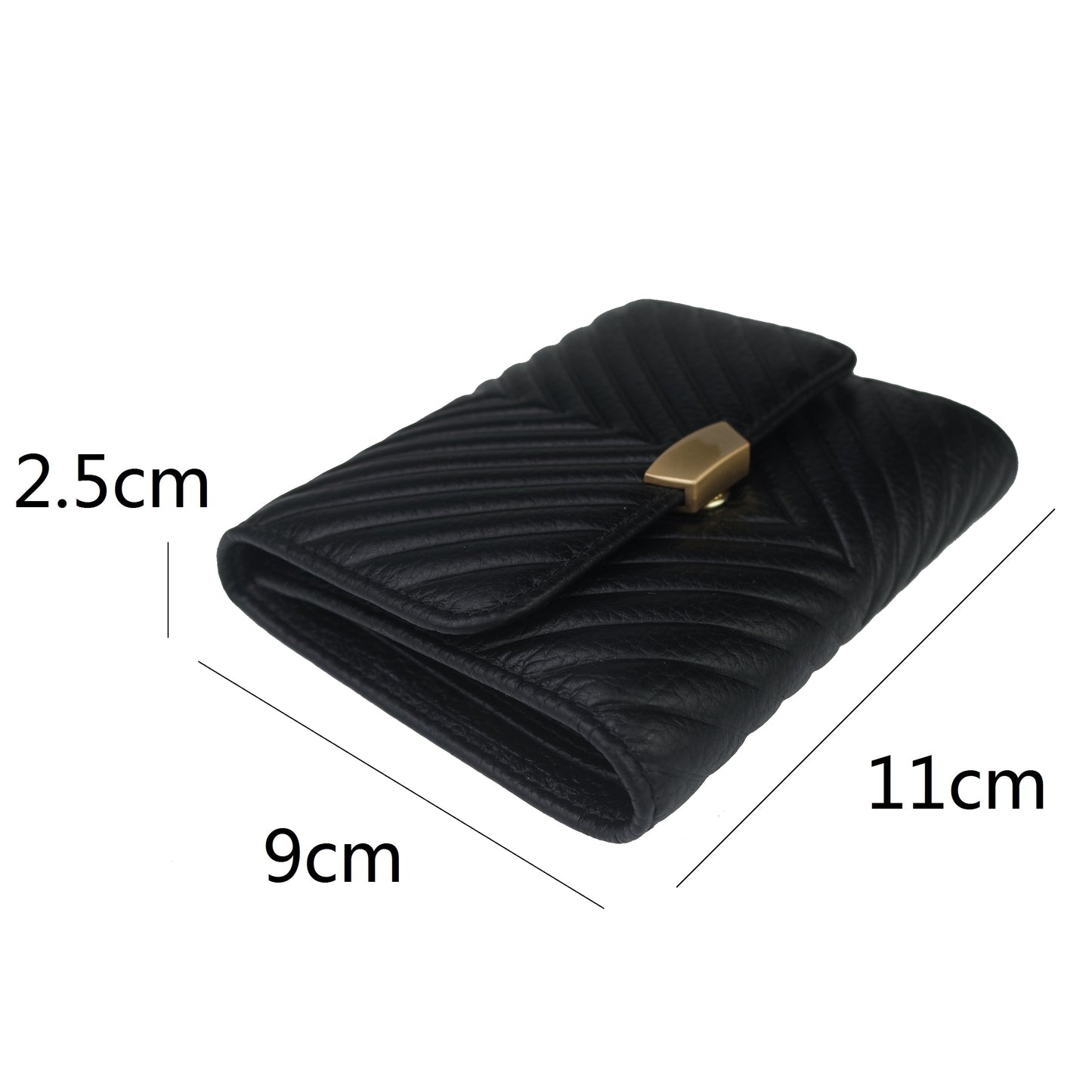 Women's cowhide leather short wallet/purse Chevron design